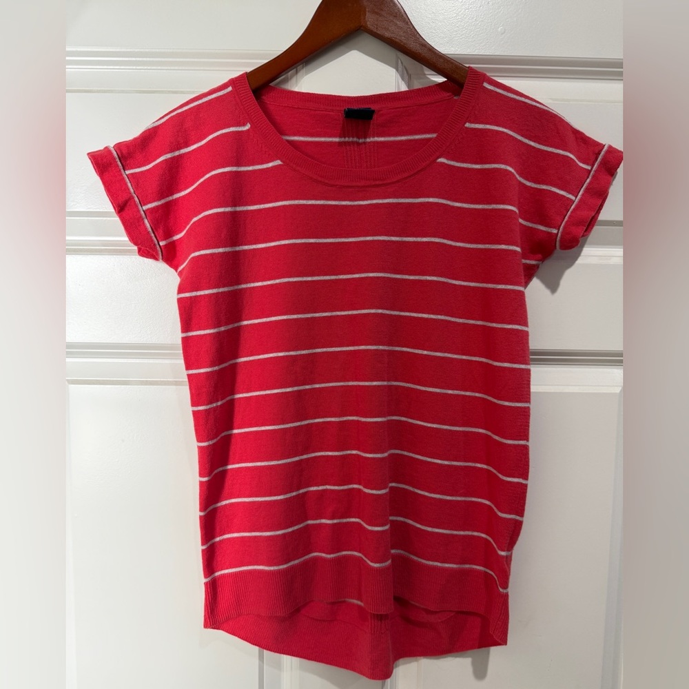 Gap Short Sleeved Blouse- Red with Light Gray Stripe